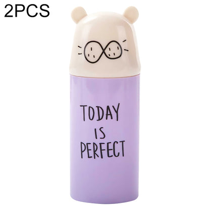 2 PCS Cartoon Protable Travel Home Bathroom Toothbrush Case Storage Box Mouth Cup