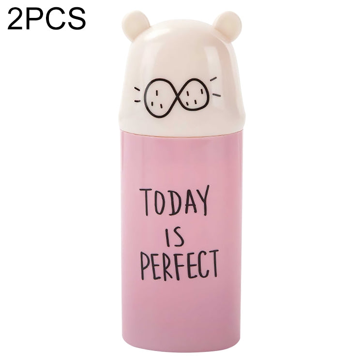 2 PCS Cartoon Protable Travel Home Bathroom Toothbrush Case Storage Box Mouth Cup