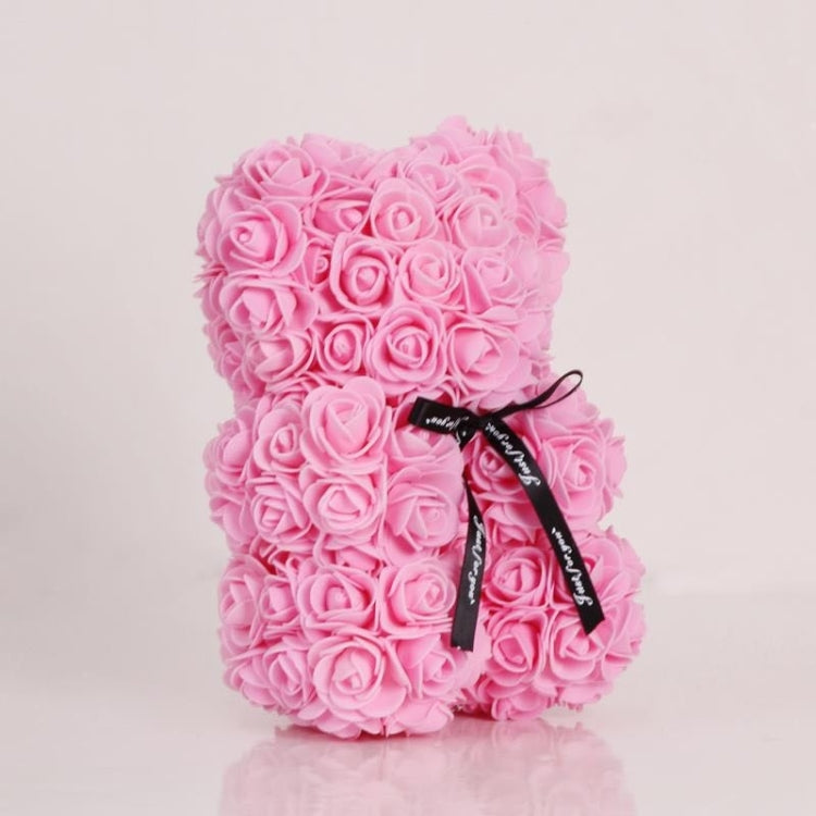 25cm Bear Shape Artificial Foam Roses Flower Ornament, Red, Light Pink, Deep Pink, Purple, Milk White, Sky Blue, Gray