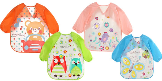 Baby Bibs Waterproof Long Sleeve Apron, One Size