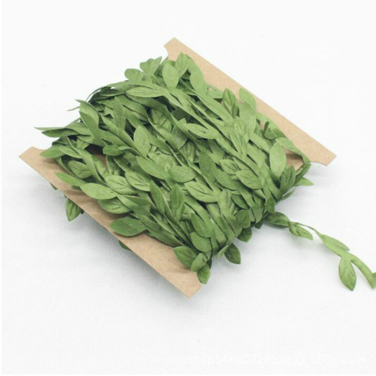 2 PCS Cloth Leaf Garland Decoration Accessories Green Leaf Cane Leaf Simulation DIY Garland Material, 10 Meters / Card, 5 Meters / Card