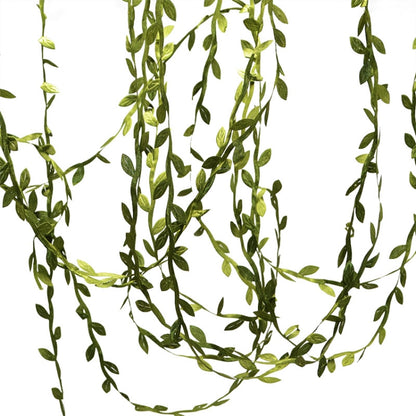 2 PCS Cloth Leaf Garland Decoration Accessories Green Leaf Cane Leaf Simulation DIY Garland Material, 10 Meters / Card, 5 Meters / Card