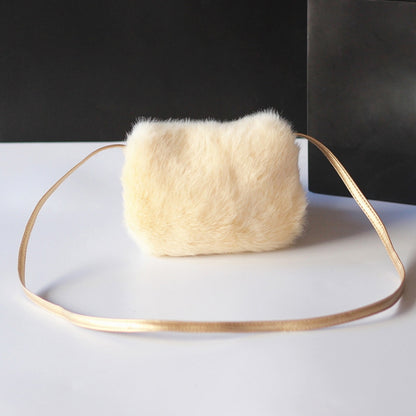 Cute Princess Girl Mini Cross body Bag Fashion Bowknot Imitation Fur Shoulder Messenger Bag Purse