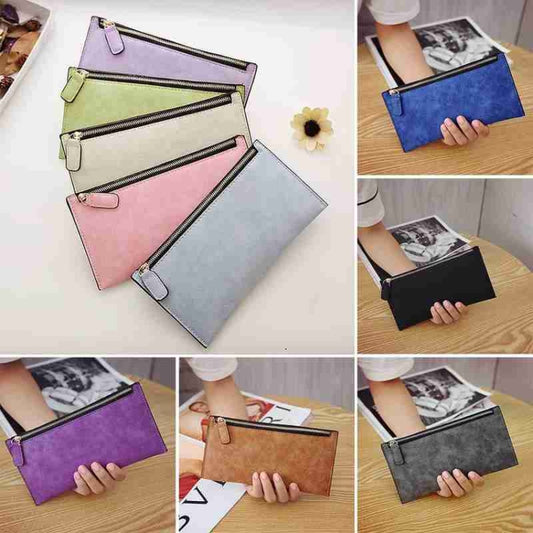 Ladies Long Wallet Simple Style Coin Purse Leather Thin Wallets