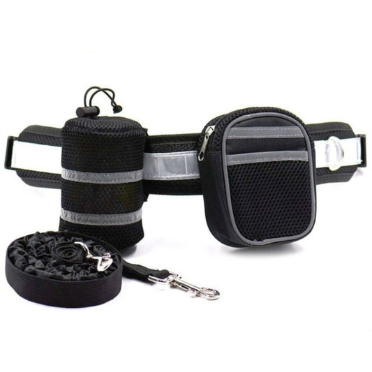 Dog Running Reflective Adjustable Belt Traction Rope with Small Bag, 4-Piece Set