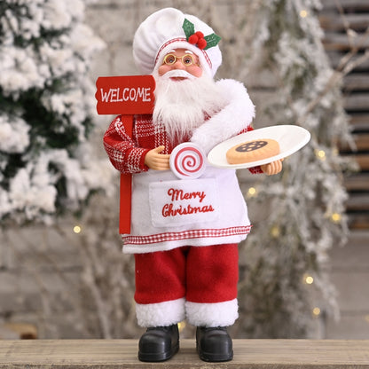 Christmas Decoration Standing Santa Claus Doll Christmas Backpack Old Man Doll Ornaments, Chef, Gift