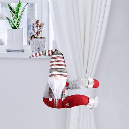 Christmas Decorations Striped Hat Forest Old Man Side Hug Curtain Door Curtain Buckle, Long Beard, Tied Beard