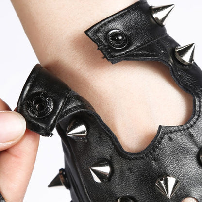 Children Punk Rivet Faux Leather Glove Kids DS Dancing Rock and Roll Jazz Half Finger Glove