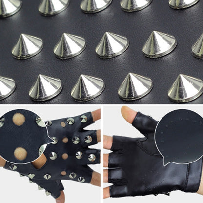 Children Punk Rivet Faux Leather Glove Kids DS Dancing Rock and Roll Jazz Half Finger Glove