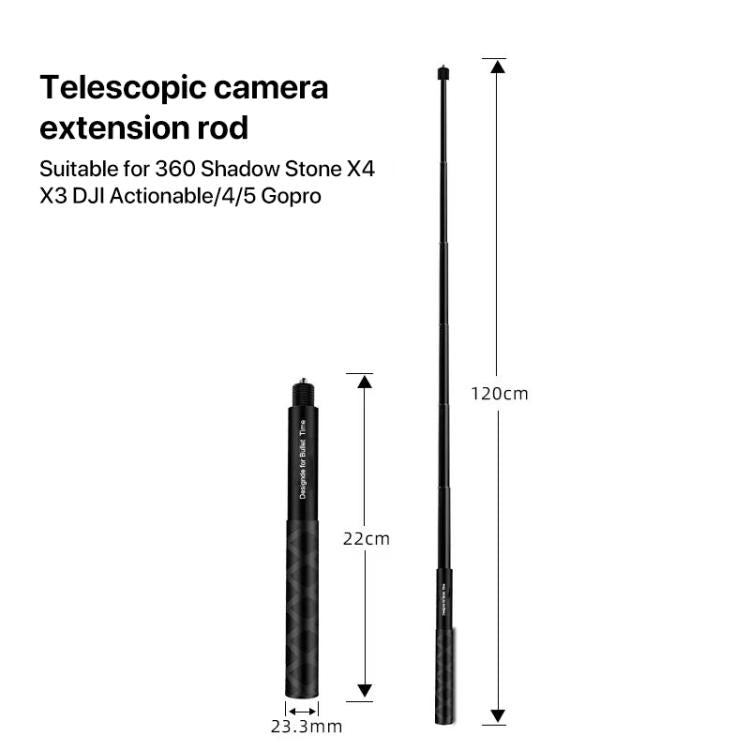 ملحقات كاميرا الحركة 1.2 متر عصا سيلفي لكاميرا Insta360 ONE X ومقبض كاميرا ONE الرياضية، 1.2 متر لكاميرا Insta360 ONE X / ONE