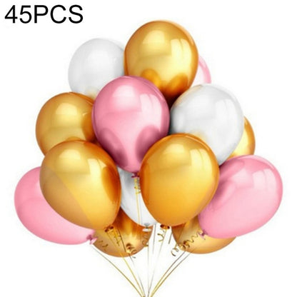 45 PCS/Lot 12 Inch Pearl Latex Balloons Birthday Wedding Party Decor with Colored Ribbon