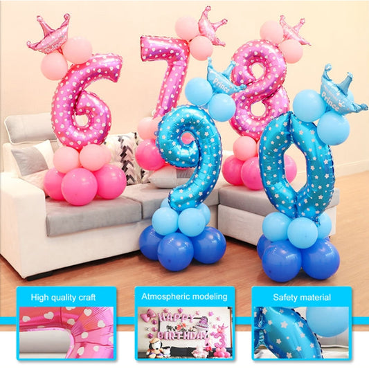 Number Foil Balloon Happy Birthday Decoration, Number 0, Number 9, Number 8, Number 7, Number 4, Number 3, Number 1, Number 2, Number 6, Number 5