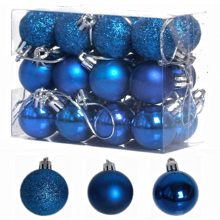 24 PCS 3cm Home Christmas Tree Decor Ball Bauble Hanging Xmas Party Ornament Decorations, green, black, blue, rose gold, white