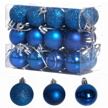 24 PCS 3cm Home Christmas Tree Decor Ball Bauble Hanging Xmas Party Ornament Decorations, green, black, blue, rose gold, white