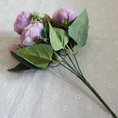 Beautiful Rose Peony Artificial Silk Flowers Small Bouquet Fores Home Party Spring Wedding Decoration Fake Flower