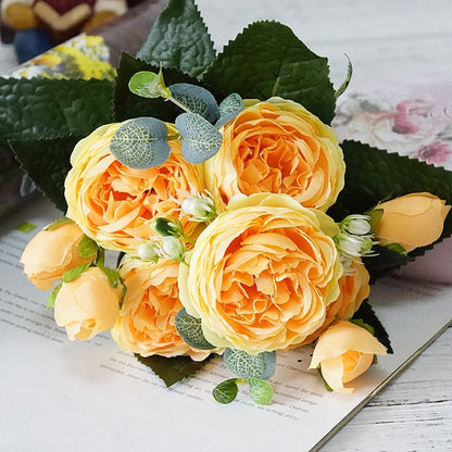 Beautiful Rose Peony Artificial Silk Flowers Small Bouquet Fores Home Party Spring Wedding Decoration Fake Flower
