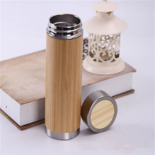 Creative Bamboo Thermos Bottle Stainless Steel Vacuum Flask, 450ml  Stainless Steel