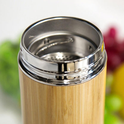 Creative Bamboo Thermos Bottle Stainless Steel Vacuum Flask, 450ml  Stainless Steel