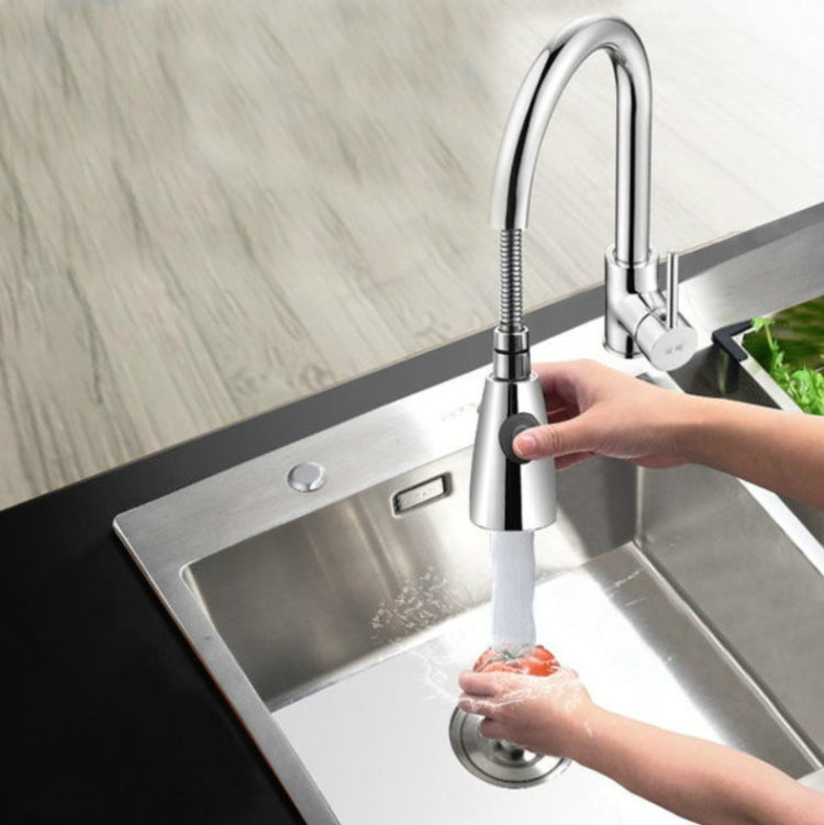 Kitchen Pull-out Faucet Hot And Cold Home 304 Stainless Steel Retractable Rotating Faucet, Electroplated Copper, Stainless Steel Black, Plating 304, Copper Plating + Water Stop