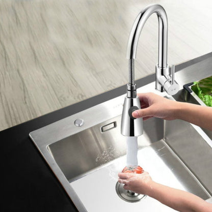 Kitchen Pull-out Faucet Hot And Cold Home 304 Stainless Steel Retractable Rotating Faucet, Electroplated Copper, Stainless Steel Black, Plating 304, Copper Plating + Water Stop