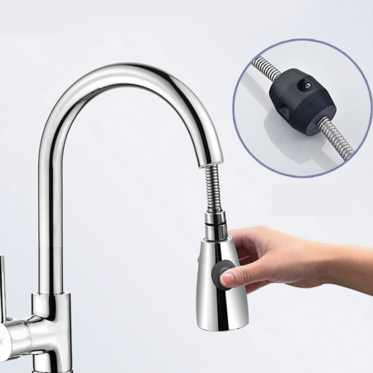 Kitchen Pull-out Faucet Hot And Cold Home 304 Stainless Steel Retractable Rotating Faucet, Electroplated Copper, Stainless Steel Black, Plating 304, Copper Plating + Water Stop