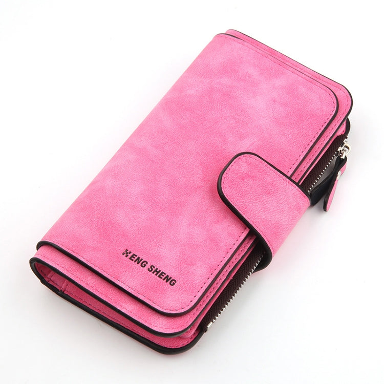 Women Scrub Leather Lady Purses Clutch Long Female Wallet, Gray, Pink, Light Gray, Rose Red, Blue, Brown