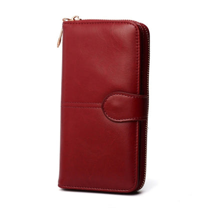 Multifunction Zipper Women Leather Wallet Long Trifold Coin Purse Card Holder Clutch, Black, Brown, Red Wine, Deep Blue, Pink, Orange