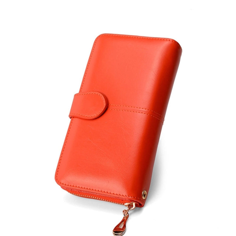 Multifunction Zipper Women Leather Wallet Long Trifold Coin Purse Card Holder Clutch, Black, Brown, Red Wine, Deep Blue, Pink, Orange