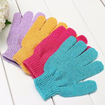 5 PCS Shower Bath Gloves Exfoliating Spa Massage Scrub Body Glove, Purple, Green, Blue, Orange, Red