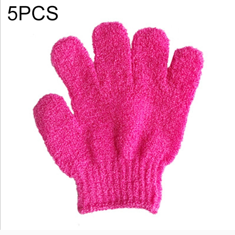 5 PCS Shower Bath Gloves Exfoliating Spa Massage Scrub Body Glove, Purple, Green, Blue, Orange, Red