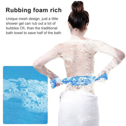 2 PCS Long Nylon Mesh Bath Shower Body Washing Clean Exfoliate Puff Scrubbing Towel Cloth Scrubbers Body Face Wash Cleaning Towel