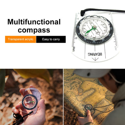 Professional Mini Compass Map Scale Ruler Multifunctional Equipment Outdoor Hiking Camping Survival