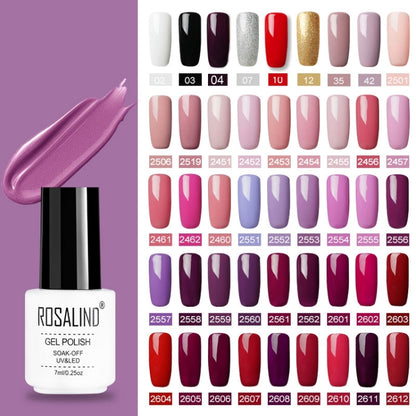 ROSALIND Gel Polish Set UV Semi Permanent Primer Top Coat Poly Gel Varnish Nail Art Manicure Gel, Capacity: 7ml, 2pcs 40, 02, 03, 10, 2452, 2455, 2456, 2458, 2459, 2460, 2501, 2506, 2519, 2551, 2552, 2554, 2555, 2556, 2557, 2558, 2559, 2560, 2561, 2562