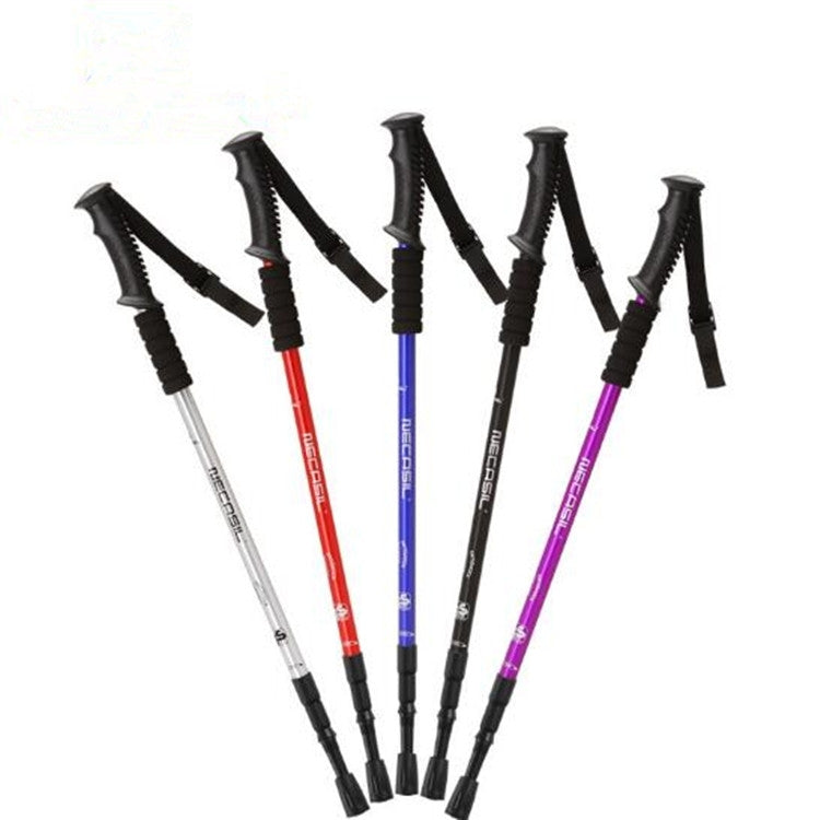 NECASIL Three-section Aluminum Alloy Straight Handle Retractable Trekking Trekking Pole