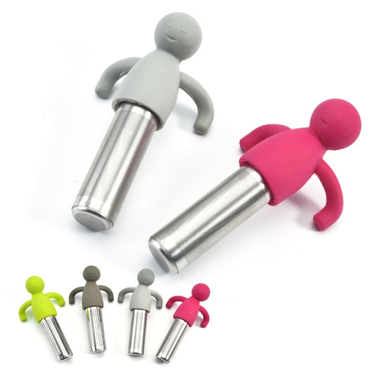 304 Stainless Steel Human-Shaped Tea Bag Filter Random Color Delivery, Tea Bag Filter