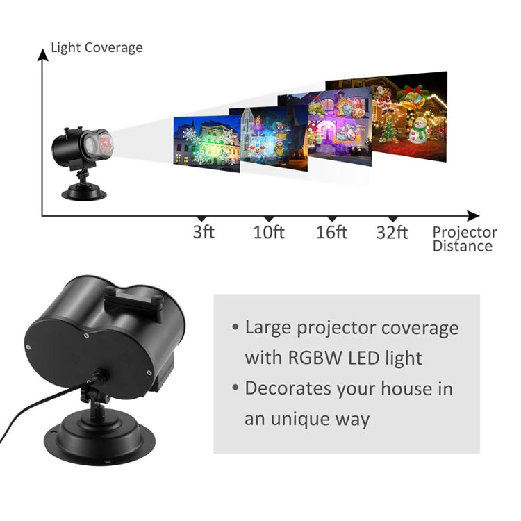 مصباح LED مزدوج الأنبوب بقوة 12 واط RGBW بتصميم موجات مائية، إضاءة عرض عيد الميلاد، 12 نمطًا، 16 نمطًا