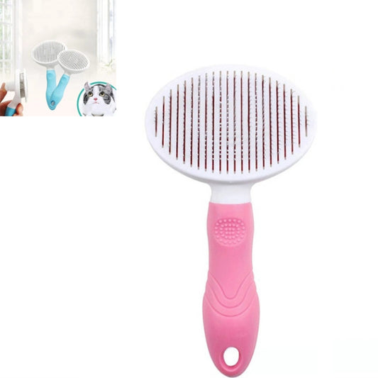 Pet Cat and Dog Hair Removal Beauty Modeling Comb Automatic Hair Loss Self-cleaning Needle Comb, Needle Comb Pink, Needle Comb Green