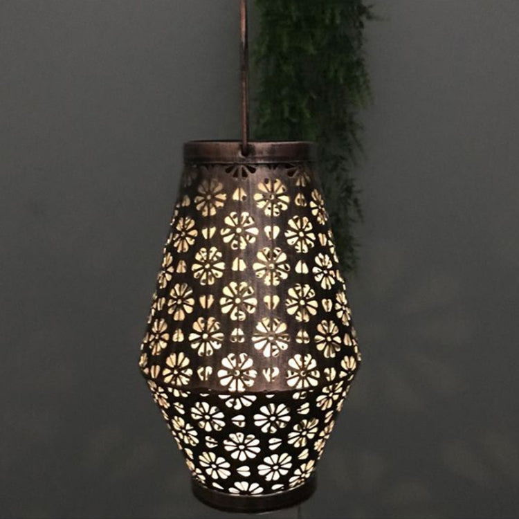 فانوس حديدي خارجي يعمل بالطاقة الشمسية، مصباح LED معلق لتزيين الحديقة، فانوس أقحوان