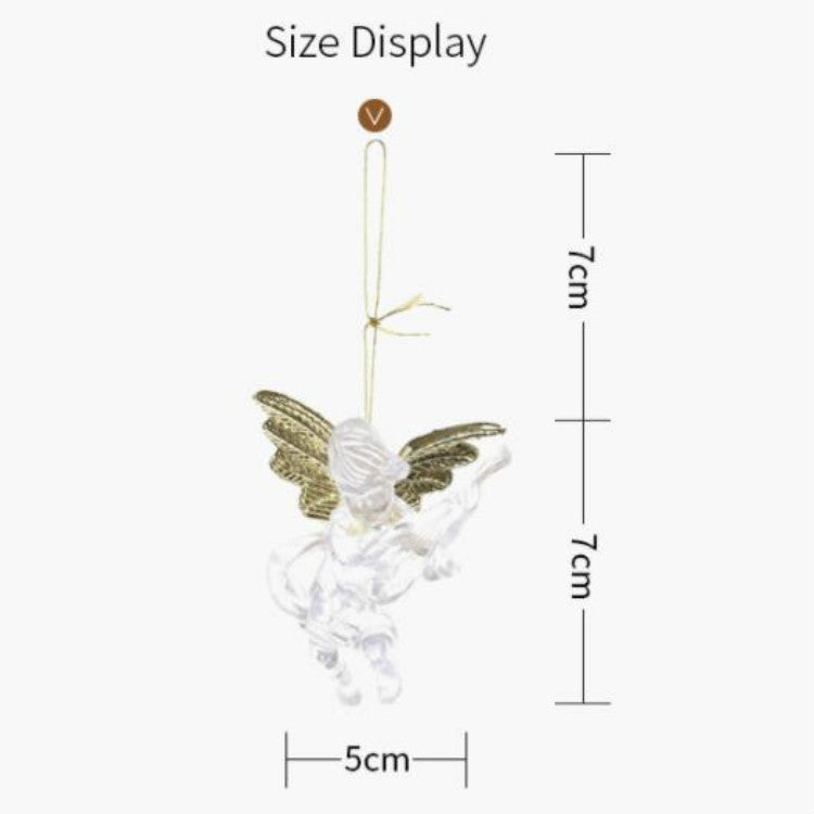 4pcs/bag Christmas Decorations Transparent Angel Pendant Christmas Tree Ornaments, 4pcs/bag