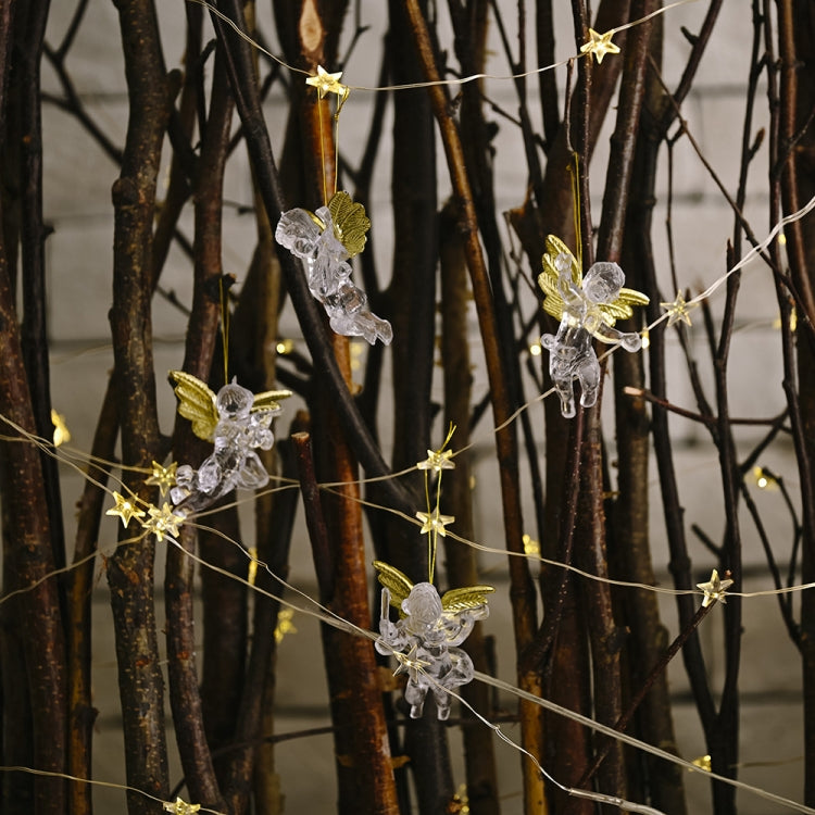 4pcs/bag Christmas Decorations Transparent Angel Pendant Christmas Tree Ornaments, 4pcs/bag