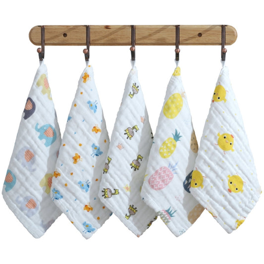 Six-Layer Gauze Cotton Baby Square Handkerchief Saliva Towel Styles Random Delivery, 25x25cm, 30x30cm