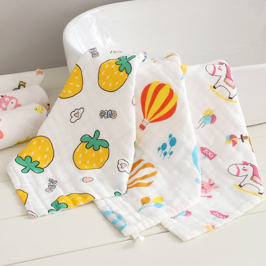 Six-Layer Gauze Cotton Baby Square Handkerchief Saliva Towel Styles Random Delivery, 25x25cm, 30x30cm