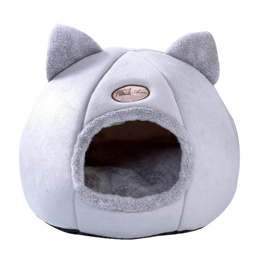 Winter Semi-Closed Warm & Velvet Round Pet Nest, M 33x33x33cm, L 36x36x36cm, XL 40x40x40cm