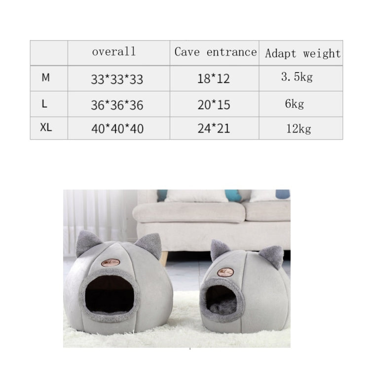 Winter Semi-Closed Warm & Velvet Round Pet Nest, M 33x33x33cm, L 36x36x36cm, XL 40x40x40cm