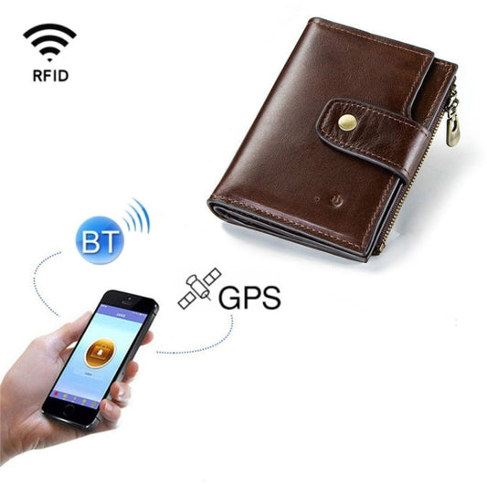 Men Leather Wallet Smart Bluetooth Antimagnetic RFID Anti-Lost Anti-Theft Multi-Function Coin Purse, Coin Purse