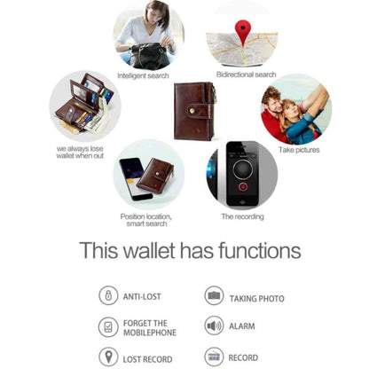 Men Leather Wallet Smart Bluetooth Antimagnetic RFID Anti-Lost Anti-Theft Multi-Function Coin Purse, Coin Purse