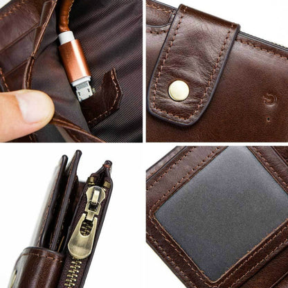 Men Leather Wallet Smart Bluetooth Antimagnetic RFID Anti-Lost Anti-Theft Multi-Function Coin Purse, Coin Purse