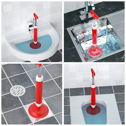 Household Sewer Dredge Toilet Suction Cup Vacuum Powerful Suction Pump, Plastic Rod