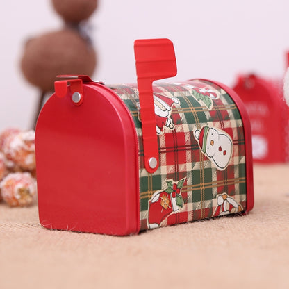 Christmas Decorations Tinplate Mailbox Box Children Gift Cartoon Candy Box, Wave Point, Cartoon Lattice