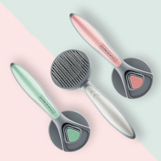 Pet Self-Cleaning Comb Cat Comb Dog Needle Comb Cat Hair Removal Comb Floating Brush, Cherry Blossom Color, Fresh Mint, Gentleman Ash